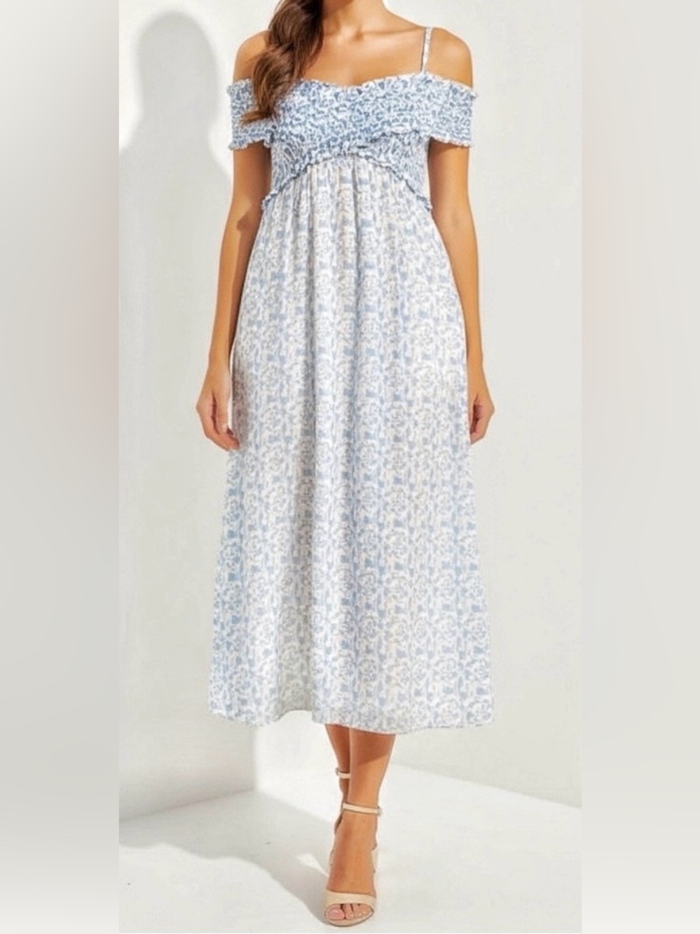 Baum und Pferdgarten Ari Off Shoulder Midi Dress Dainty Floral Whimsical O12